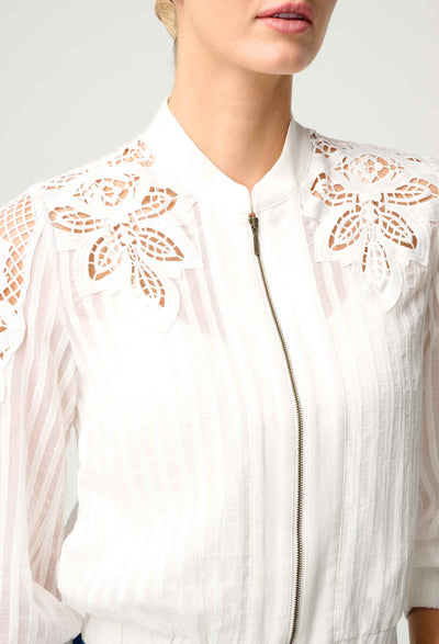 Lace Detail Bomber - Ivory-Once Was-Lima & Co