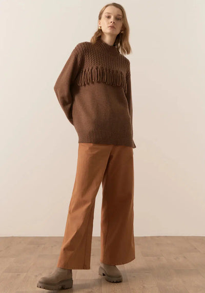 Lance Tassel Knit - Taupe-POL Clothing-Lima & Co