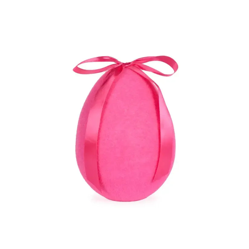 Large Flocked Egg With Bow Fuchsia-Holly and Ivy-Lima & Co