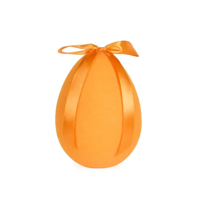 Large Flocked Egg With Bow Orange-Holly and Ivy-Lima & Co