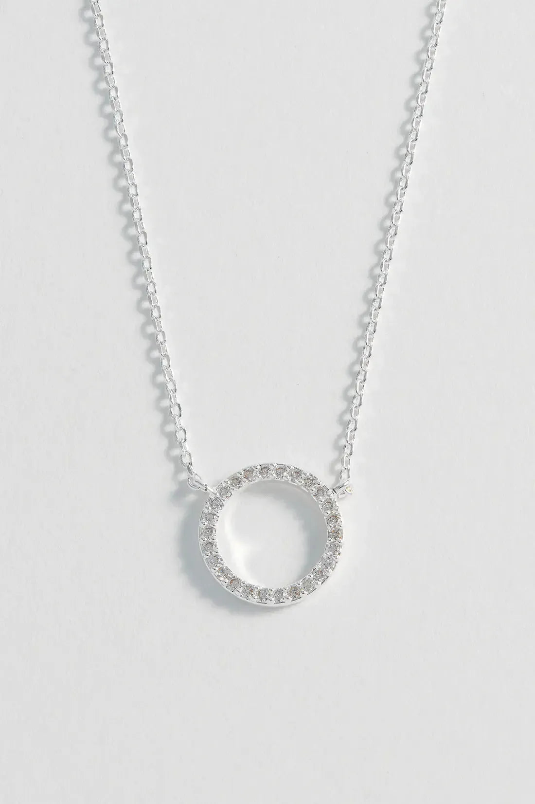 Large Pave Set Cz Circle Necklace - Silver Plated-Estella Bartlett-Lima & Co