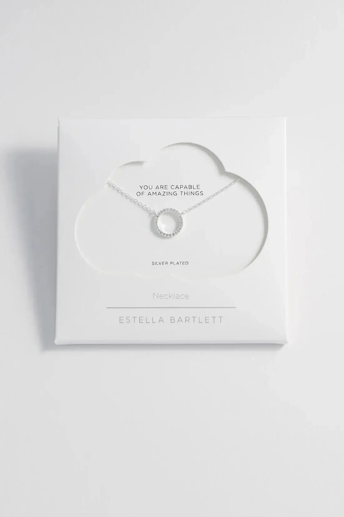 Large Pave Set Cz Circle Necklace - Silver Plated-Estella Bartlett-Lima & Co