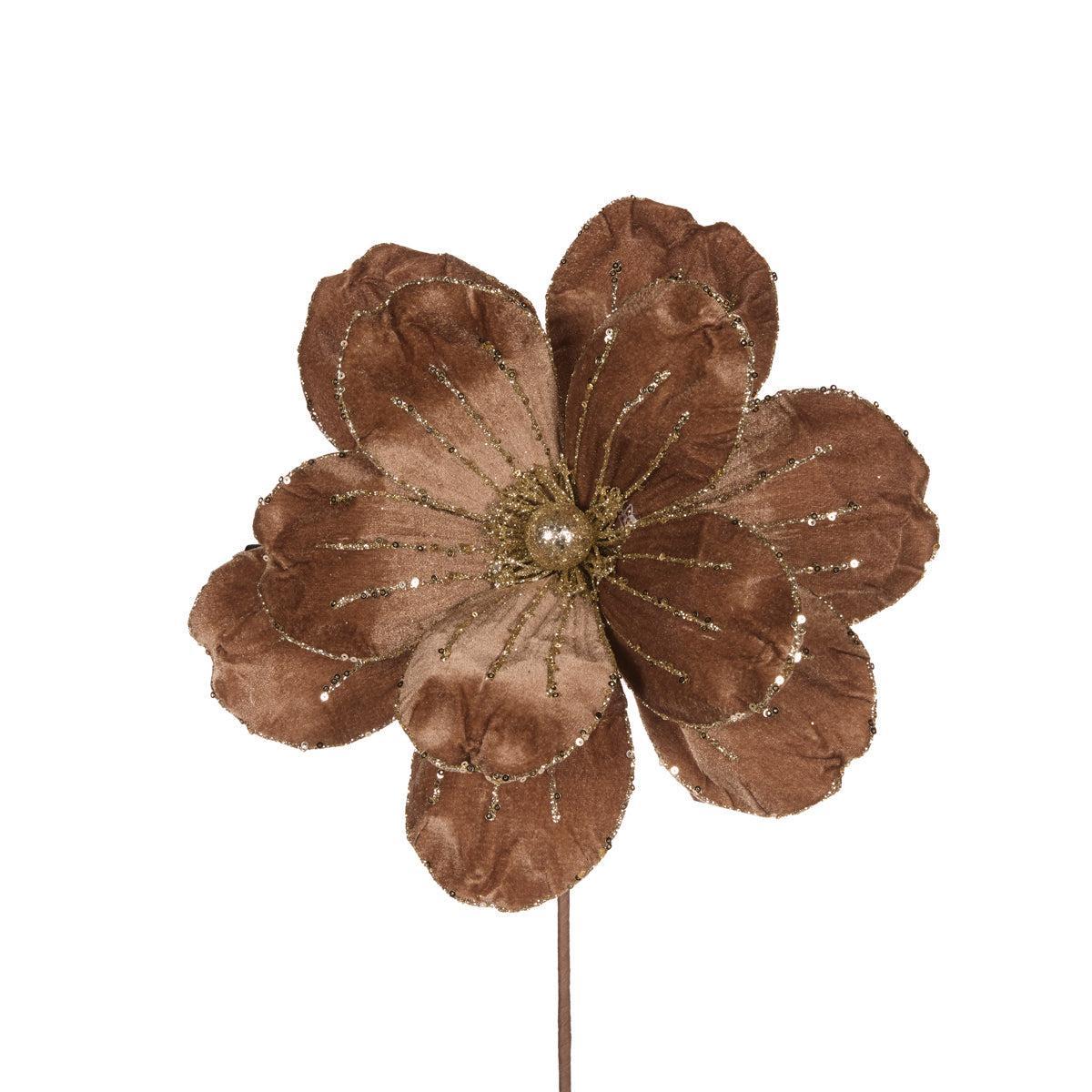 Large Taupe Velour Magnolia-Holly and Ivy-Lima & Co