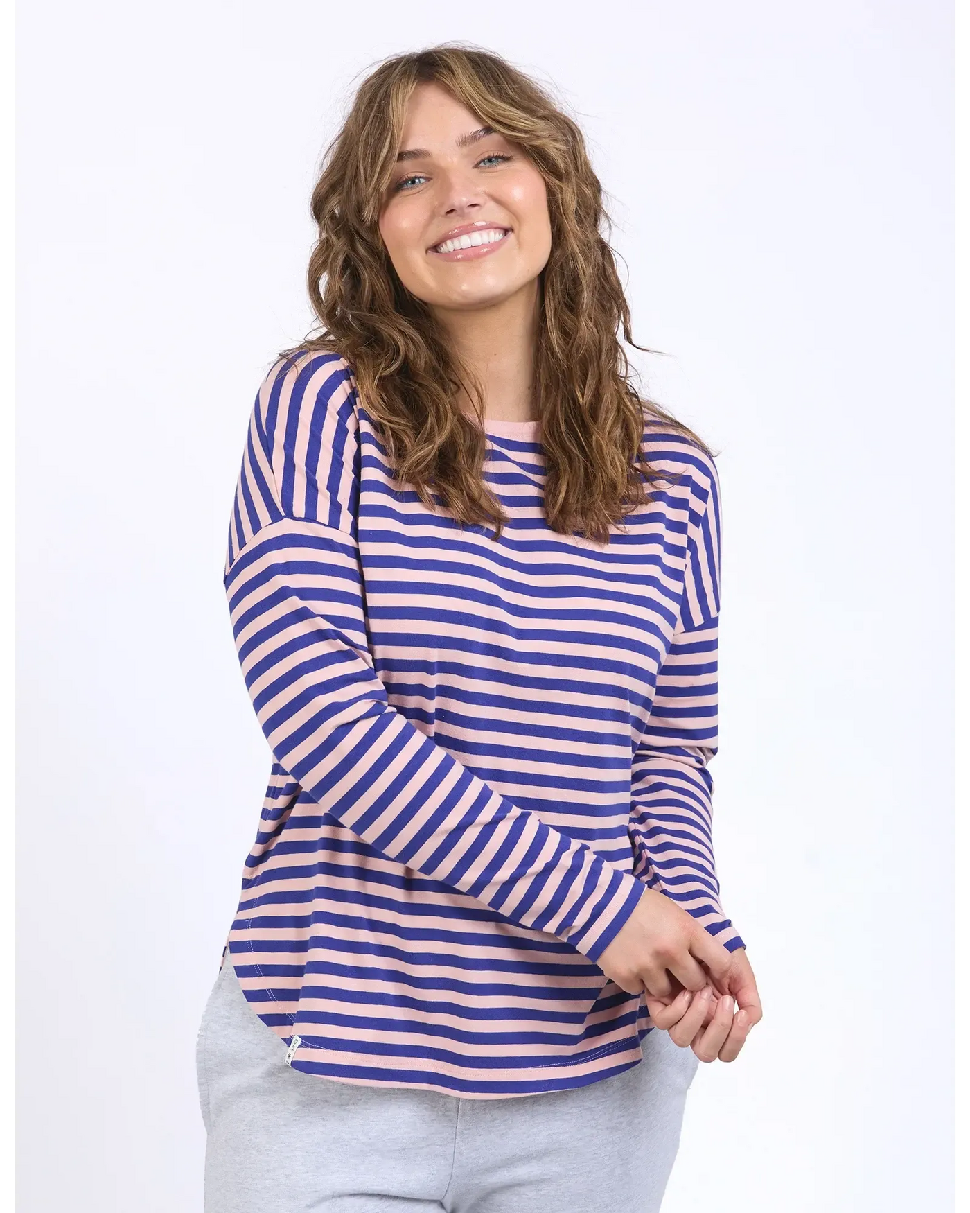 Lauren L/S Stripe Tee - Deep Blue and Blush Stripe-Elm Lifestyle-Lima & Co