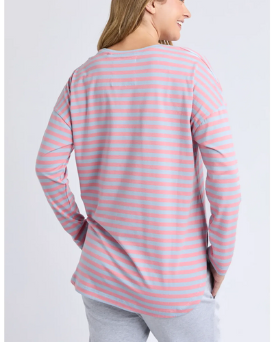 Lauren L/S Stripe Tee - Sky Blue/Charm Pink Stripe-Elm Lifestyle-Lima & Co