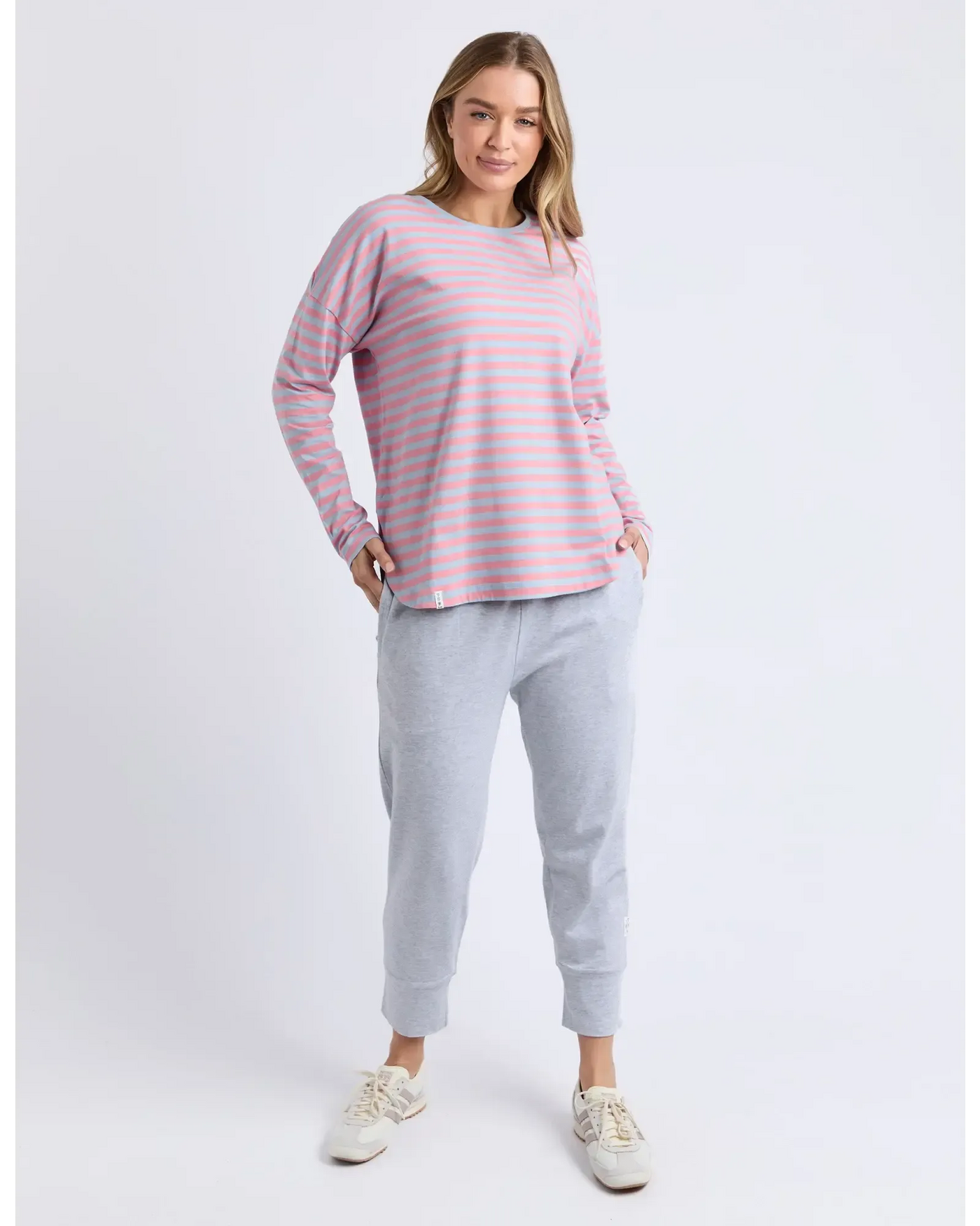 Lauren L/S Stripe Tee - Sky Blue/Charm Pink Stripe-Elm Lifestyle-Lima & Co