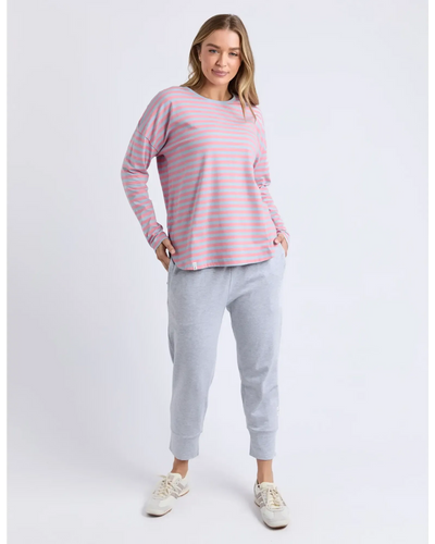 Lauren L/S Stripe Tee - Sky Blue/Charm Pink Stripe-Elm Lifestyle-Lima & Co