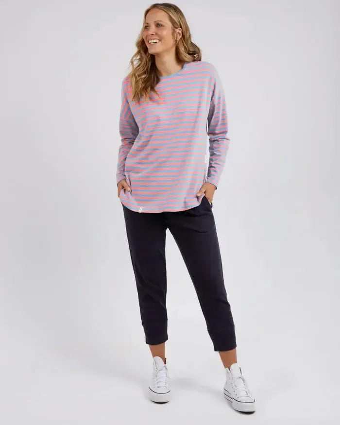 Lauren L/S Stripe Tee - Sky Blue/Charm Pink Stripe-Elm Lifestyle-Lima & Co