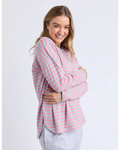 Lauren L/S Stripe Tee - Sky Blue/Charm Pink Stripe-Elm Lifestyle-Lima & Co