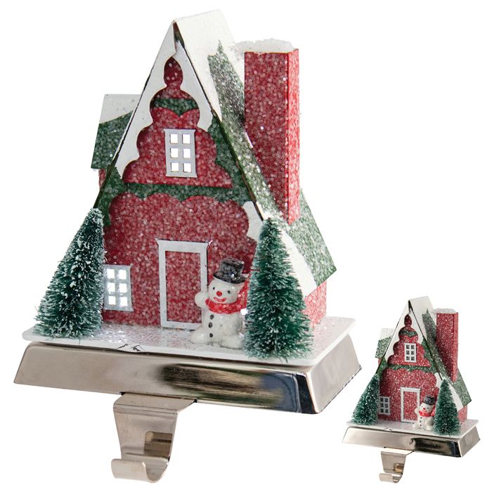 LED House Stocking Hanger - Red Chalet-Swing-Lima & Co