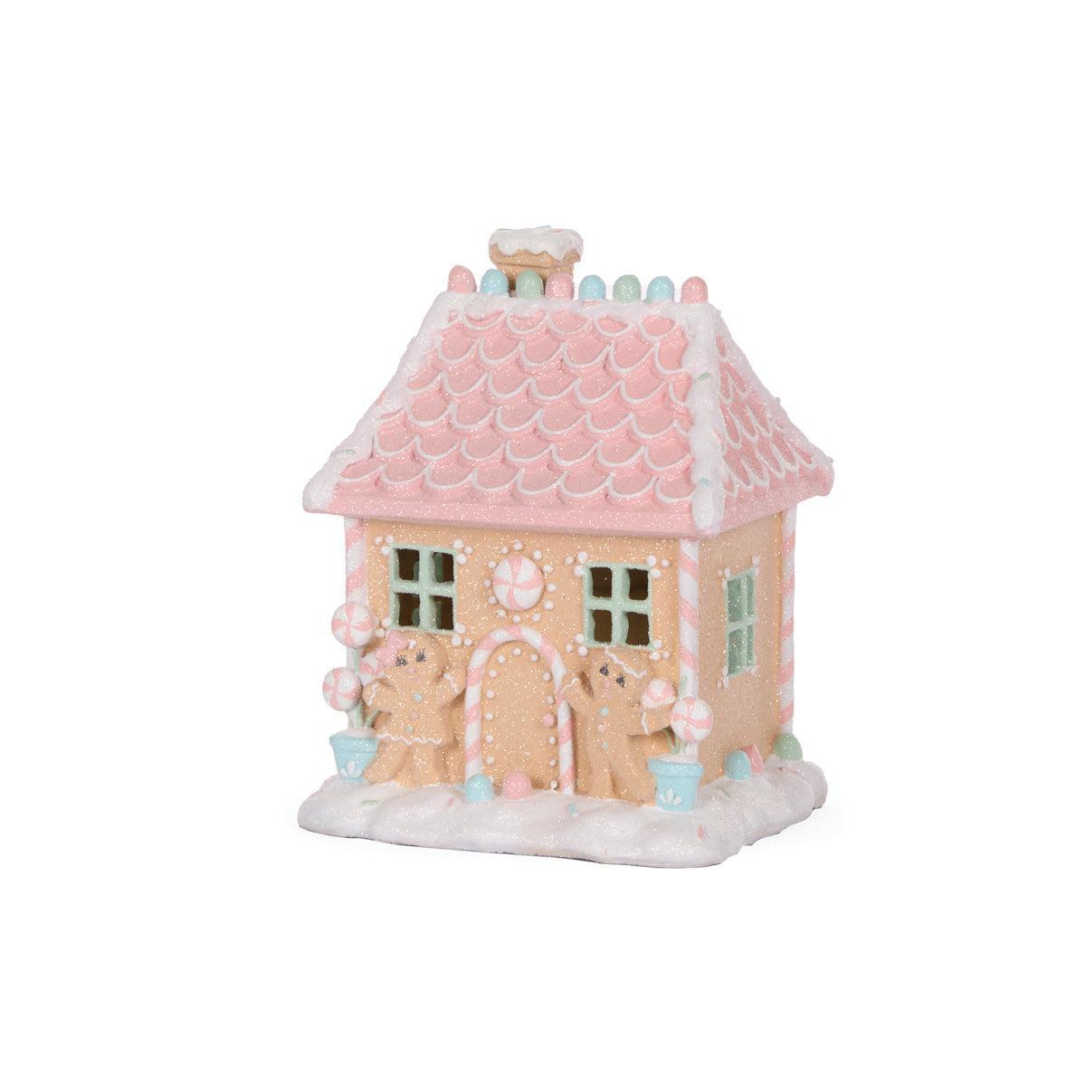 Led Piped Pastel Gingerbread Cottage-Holly and Ivy-Lima & Co