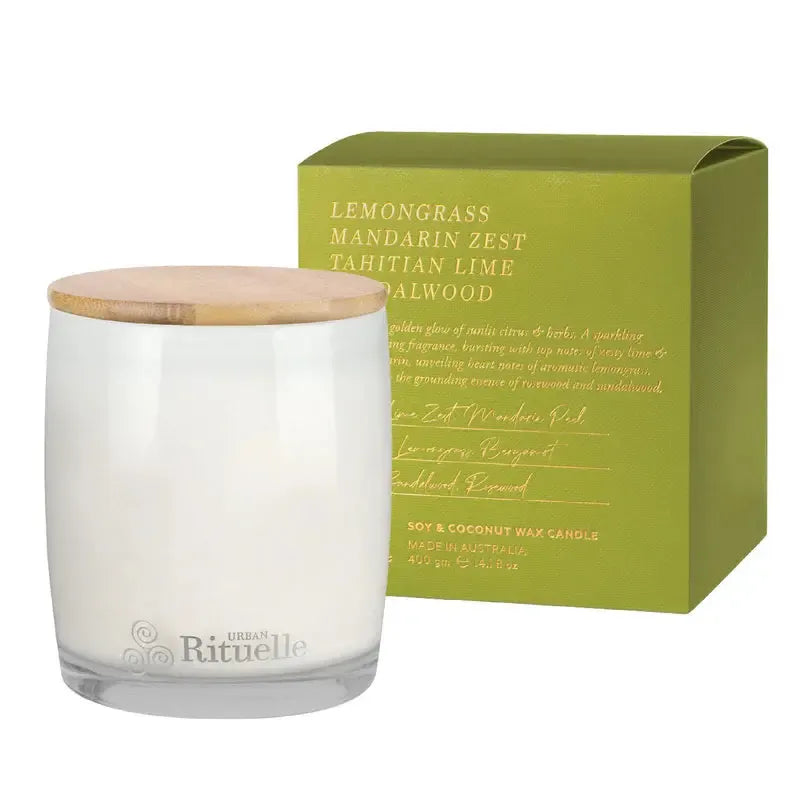 Lemongrass Mandarin Zest Tahitian Lime Sandal Candle - 400g-Urban Rituelle-Lima & Co