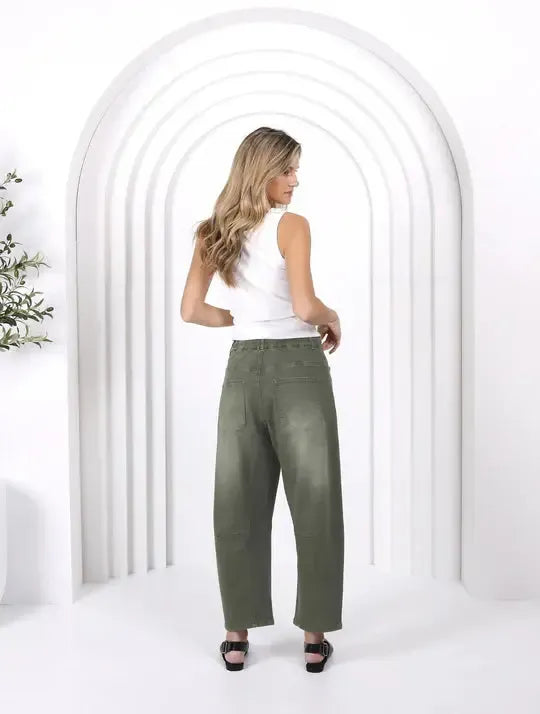 Leo Barrel Jeans - Khaki-Lima & Co-Lima & Co