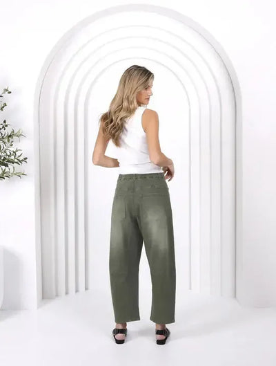 Leo Barrel Jeans - Khaki-Lima & Co-Lima & Co