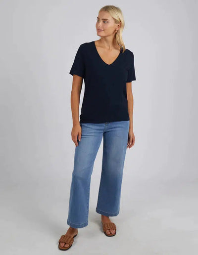 Lexi V Neck Tee - Navy-Elm Lifestyle-Lima & Co