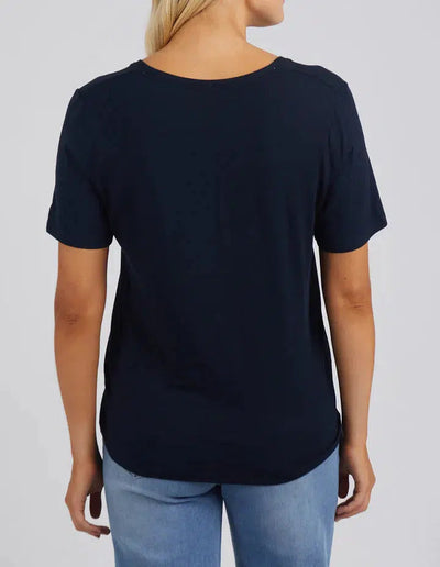 Lexi V Neck Tee - Navy-Elm Lifestyle-Lima & Co