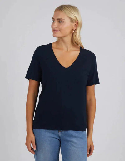 Lexi V Neck Tee - Navy-Elm Lifestyle-Lima & Co