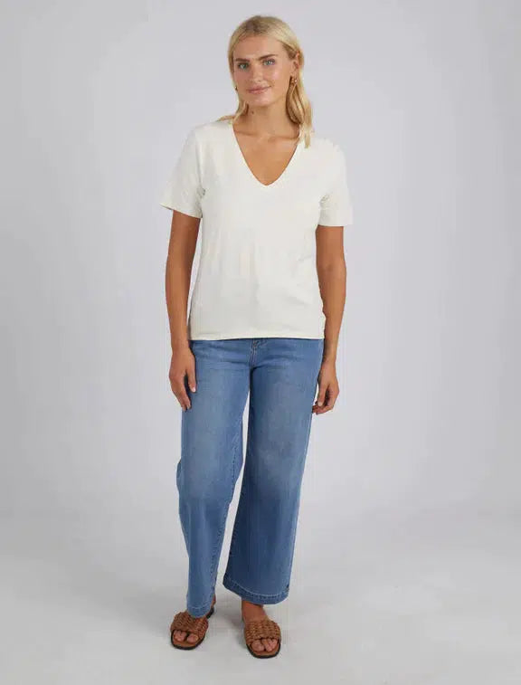 Lexi V Neck Tee - Pearl-Elm Lifestyle-Lima & Co