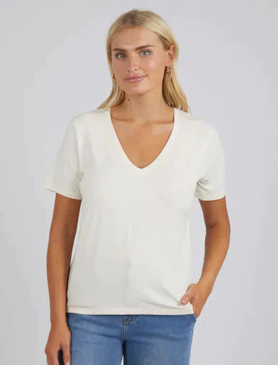 Lexi V Neck Tee - Pearl-Elm Lifestyle-Lima & Co