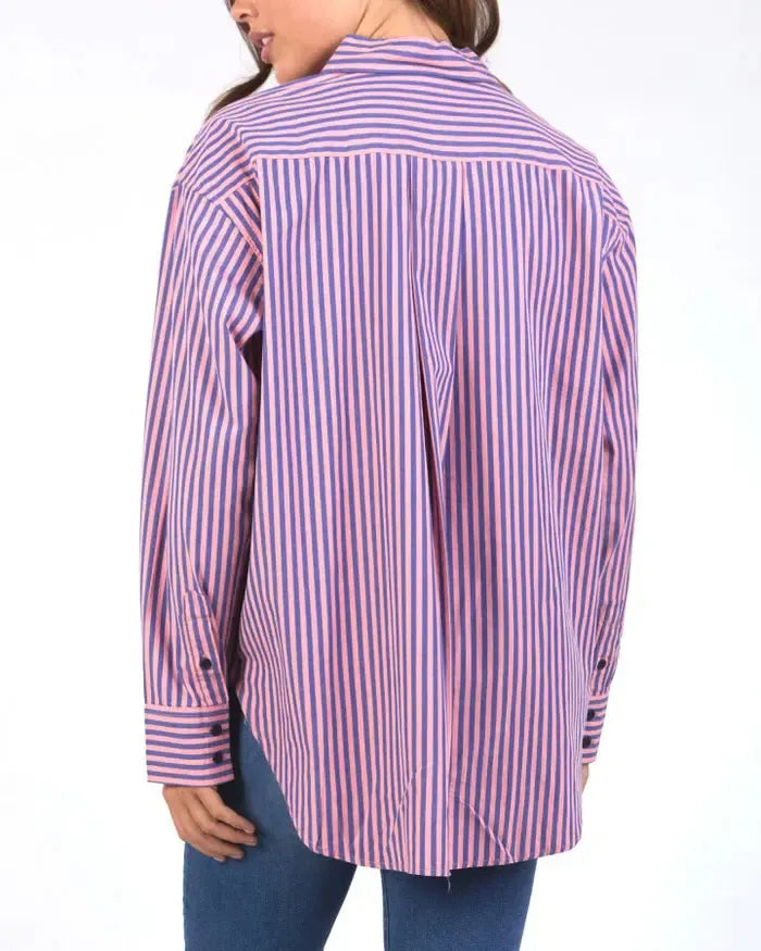 Lila Stripe Shirt - French Blue/ Charm Pink Stripe-Elm Lifestyle-Lima & Co
