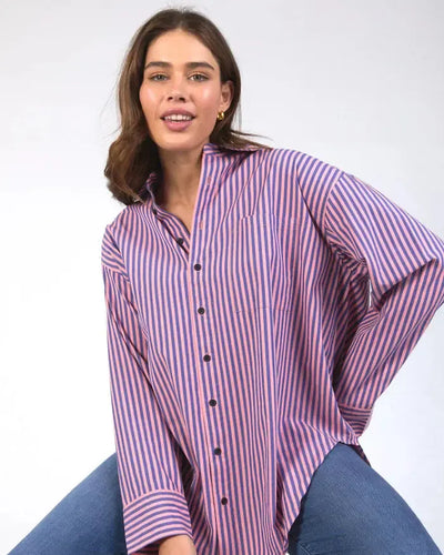 Lila Stripe Shirt - French Blue/ Charm Pink Stripe-Elm Lifestyle-Lima & Co