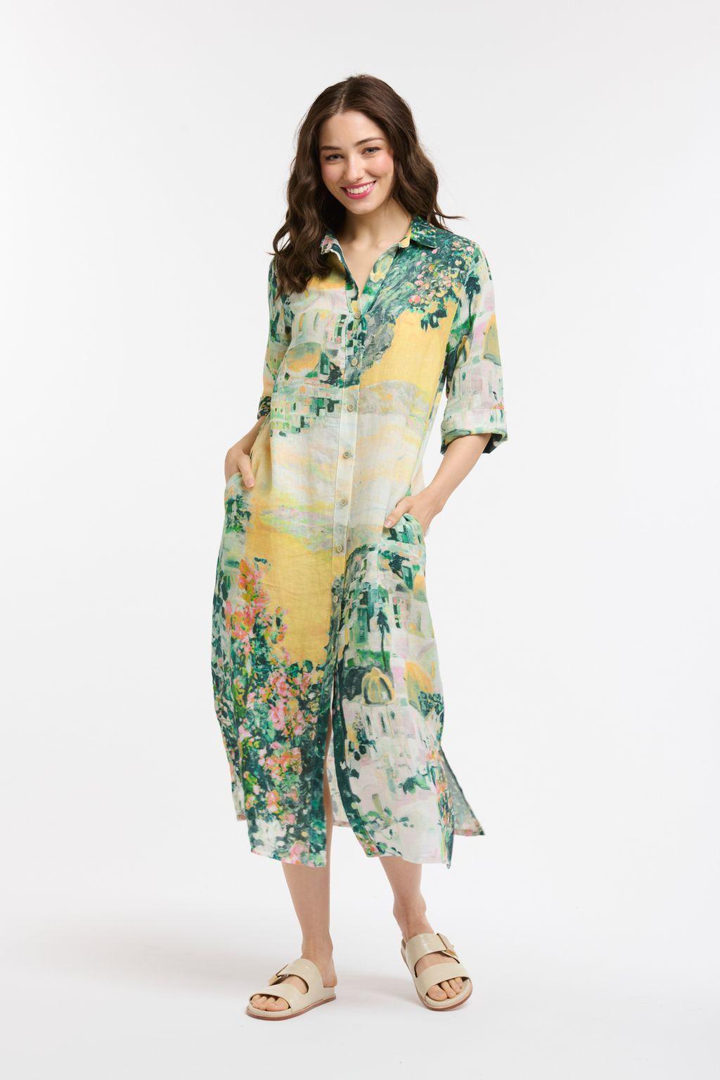 Linen Amalfi Dress - Yellow-Urban Luxury-Lima & Co
