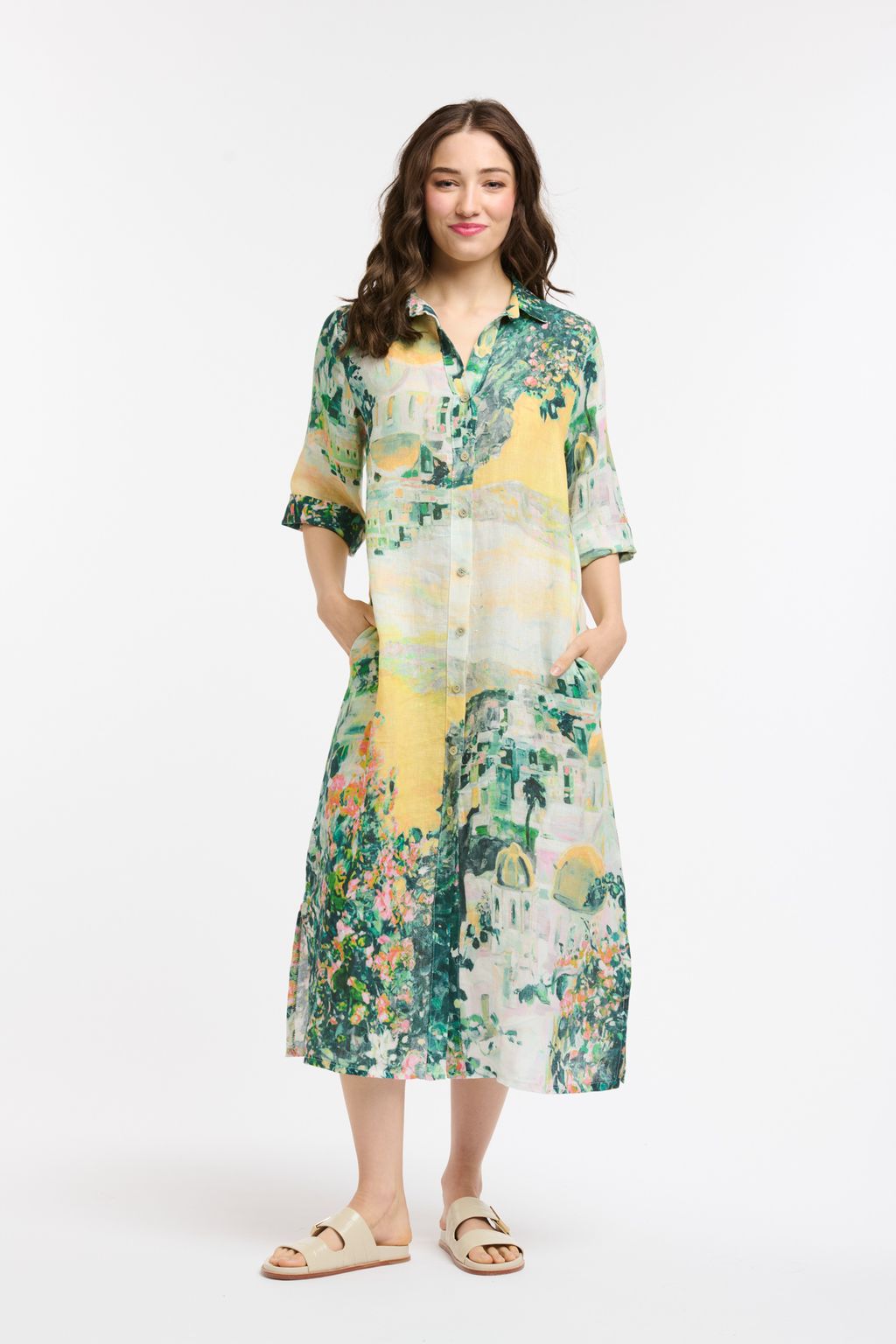 Linen Amalfi Dress - Yellow-Urban Luxury-Lima & Co