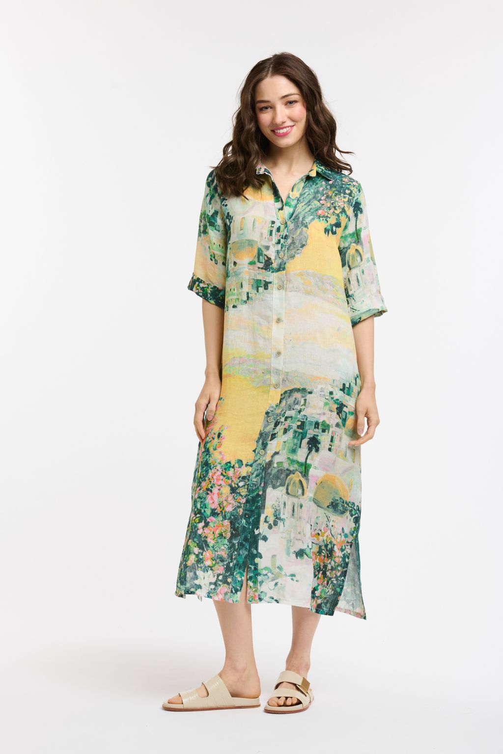 Linen Amalfi Dress - Yellow-Urban Luxury-Lima & Co