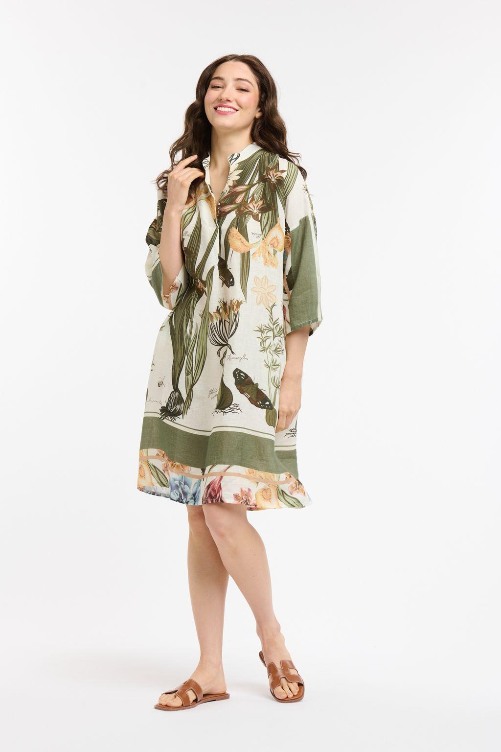 Linen Flower Dress - Khaki-Urban Luxury-Lima & Co