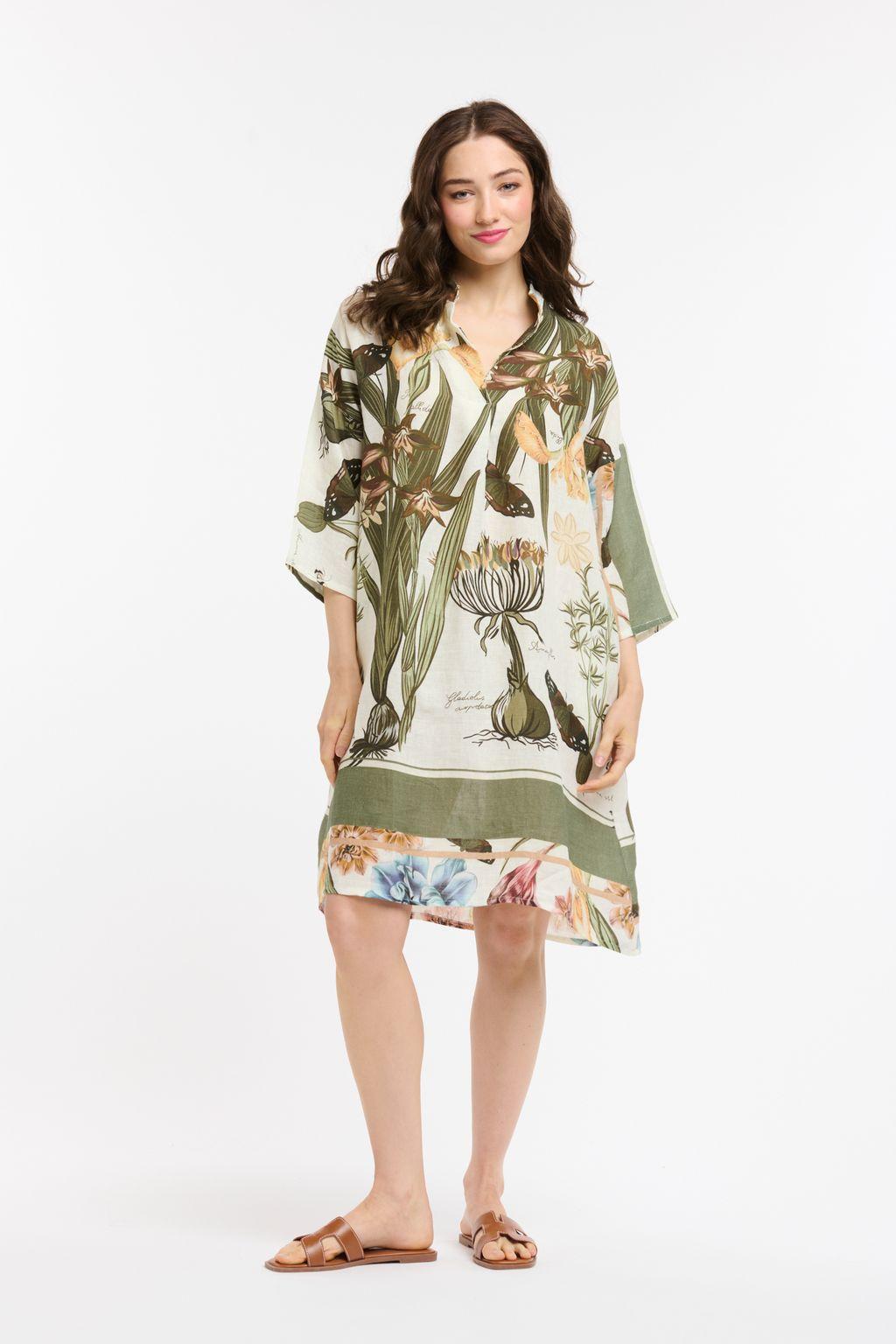 Linen Flower Dress - Khaki-Urban Luxury-Lima & Co