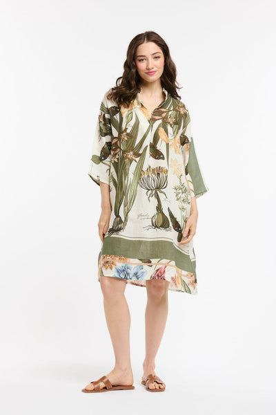 Linen Flower Dress - Khaki-Urban Luxury-Lima & Co
