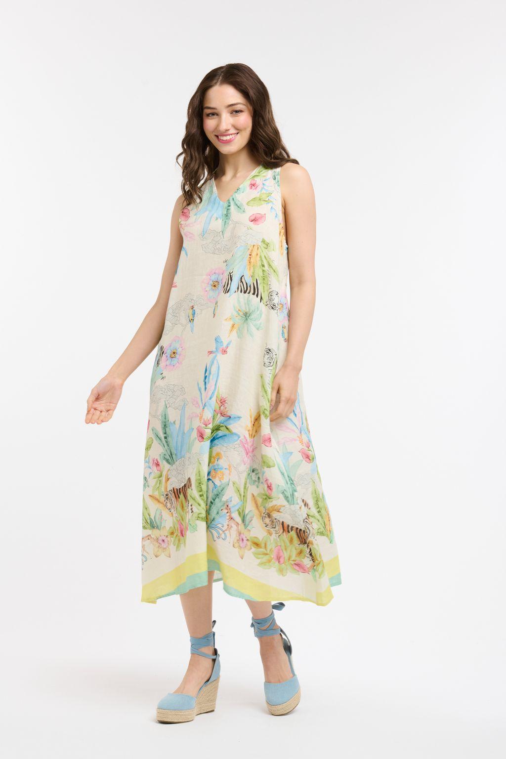 Linen Sleeveless Dress - Multi-Urban Luxury-Lima & Co