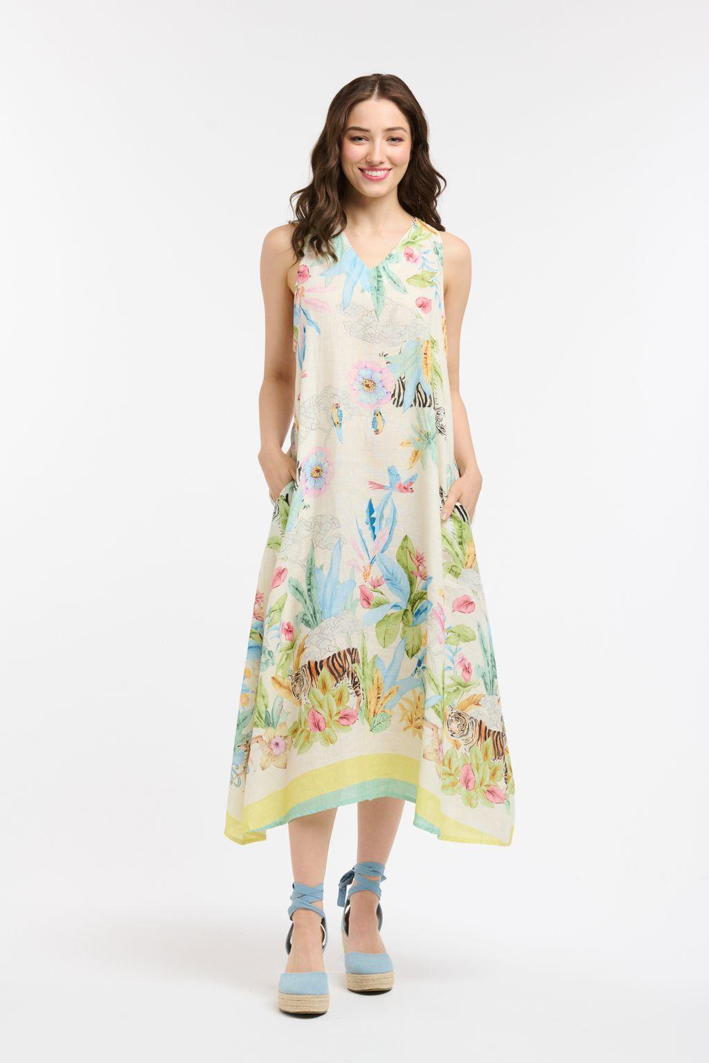 Linen Sleeveless Dress - Multi-Urban Luxury-Lima & Co