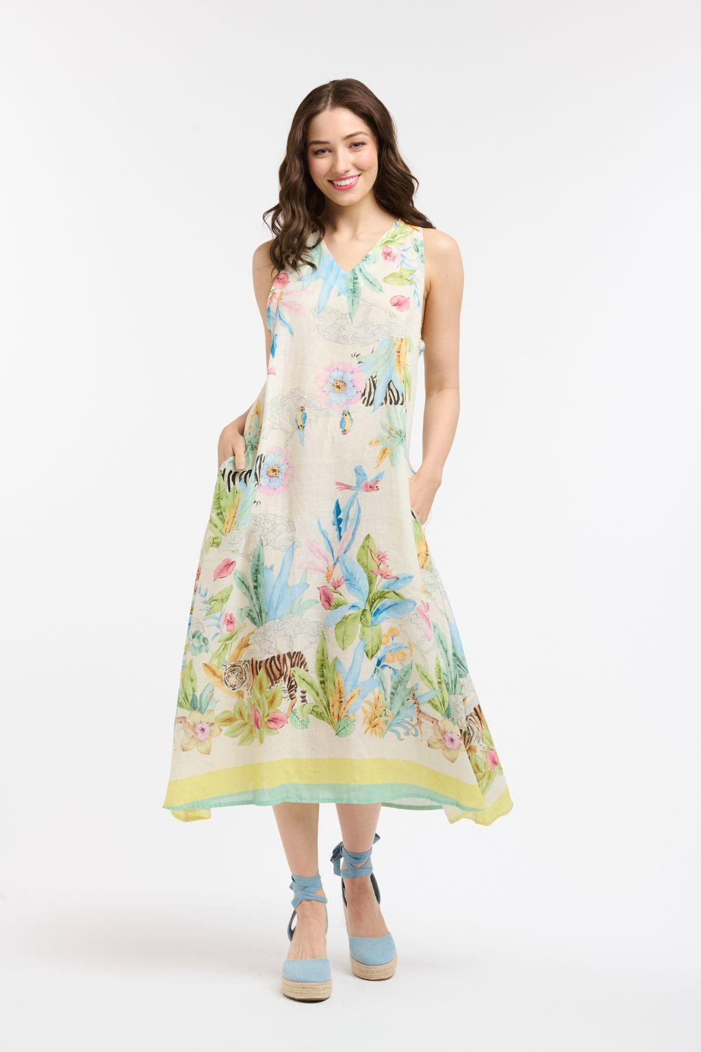 Linen Sleeveless Dress - Multi-Urban Luxury-Lima & Co