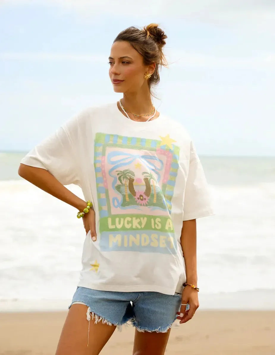 Lucky Star Tee - White-Foxwood-Lima & Co