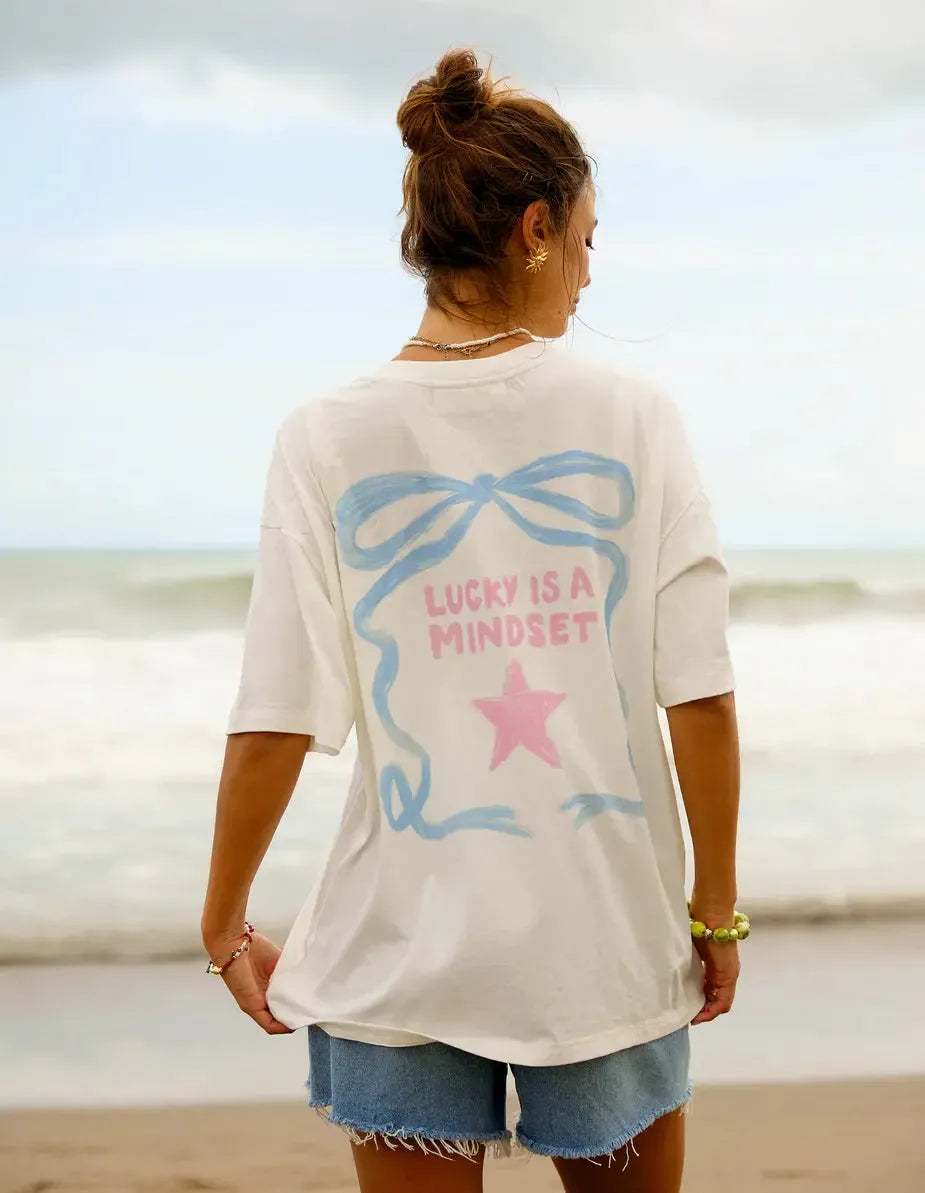 Lucky Star Tee - White-Foxwood-Lima & Co