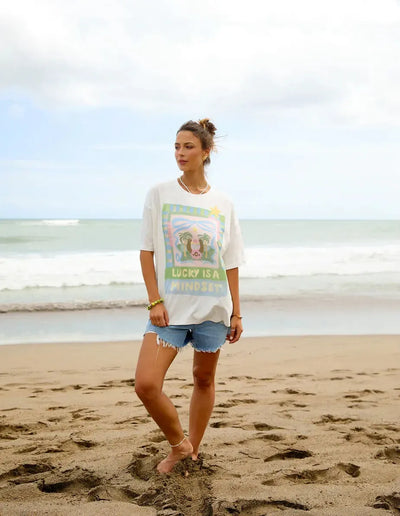 Lucky Star Tee - White-Foxwood-Lima & Co