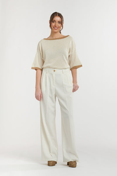 Lurex Knit Top - Beige-Urban Luxury-Lima & Co