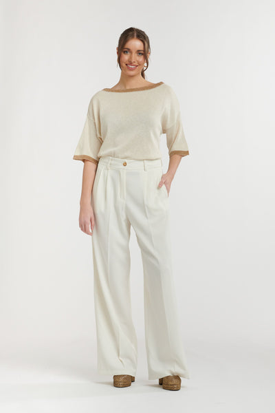Lurex Knit Top - Beige-Urban Luxury-Lima & Co