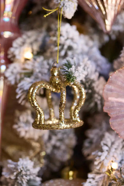 Luxe Glittered Crown Hanging-Holly and Ivy-Lima & Co