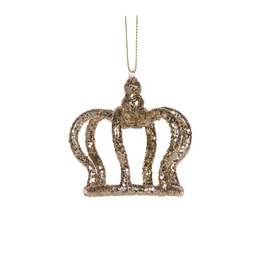 Luxe Glittered Crown Hanging-Holly and Ivy-Lima & Co