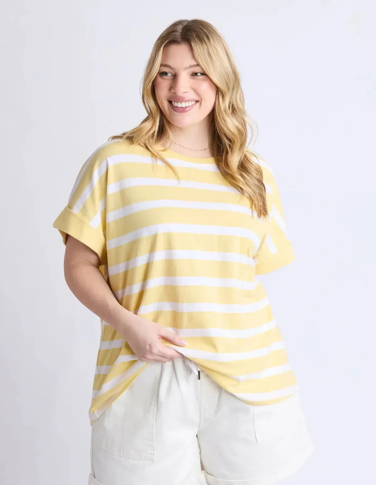 Maddison Tee - Banana & White Stripe-Elm Lifestyle-Lima & Co