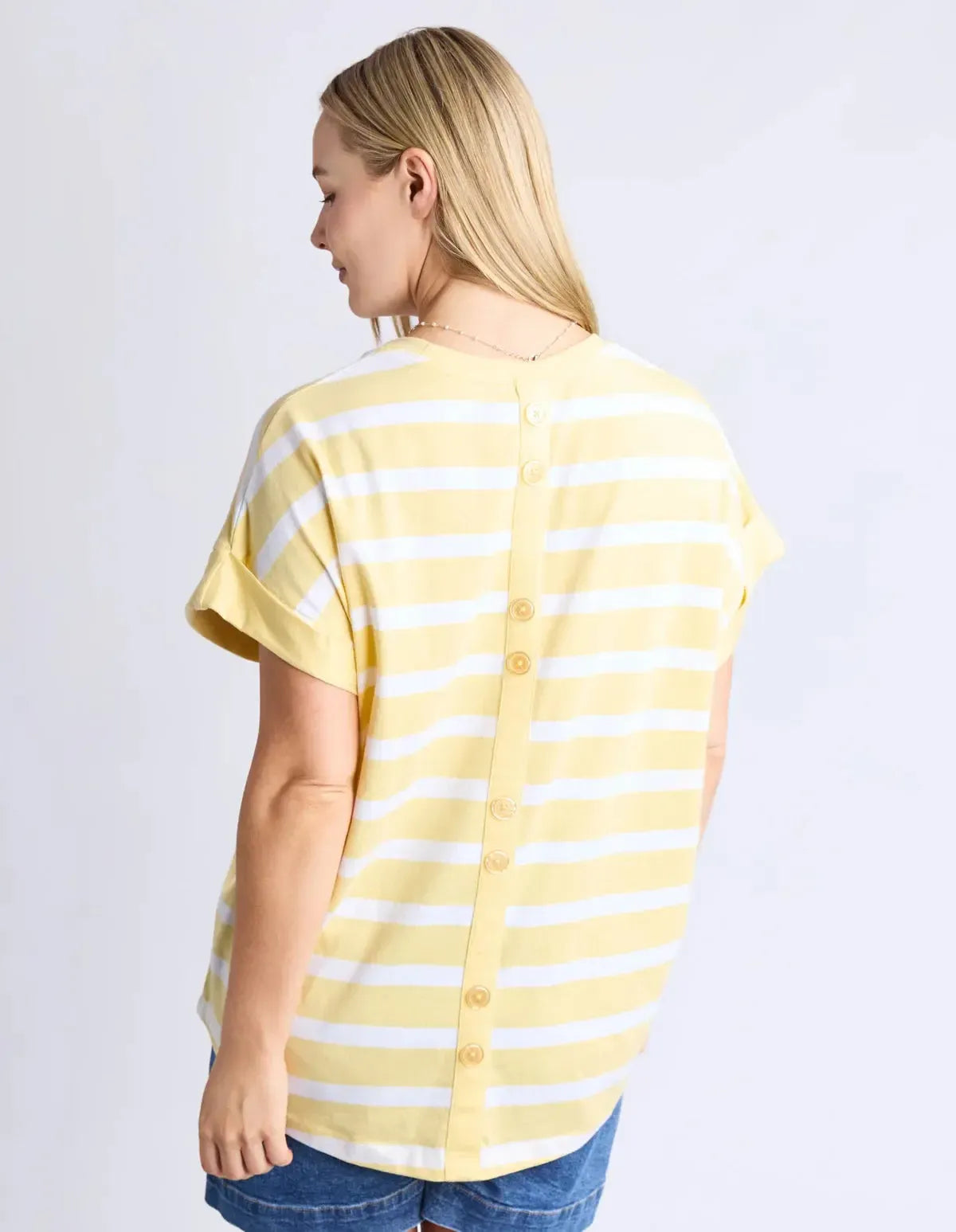 Maddison Tee - Banana & White Stripe-Elm Lifestyle-Lima & Co