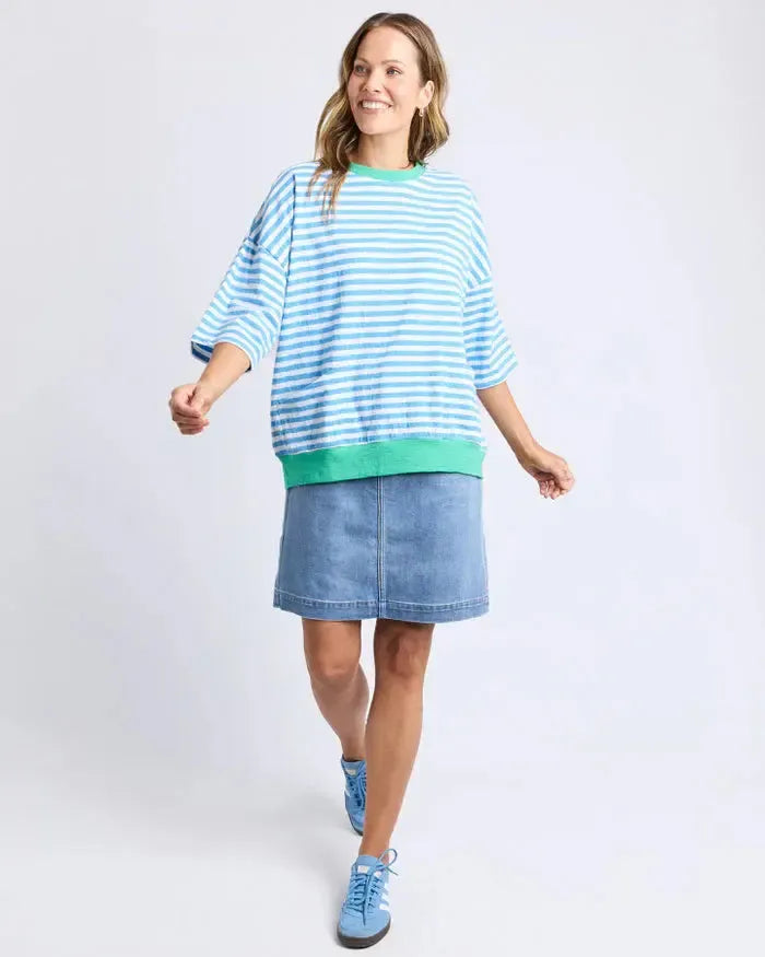 Maize Stripe Ringer Sweat - Blue-Elm Lifestyle-Lima & Co