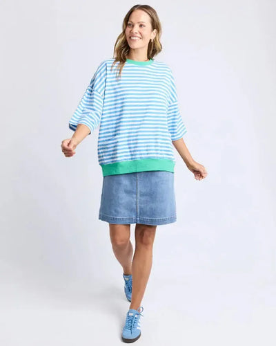 Maize Stripe Ringer Sweat - Blue-Elm Lifestyle-Lima & Co