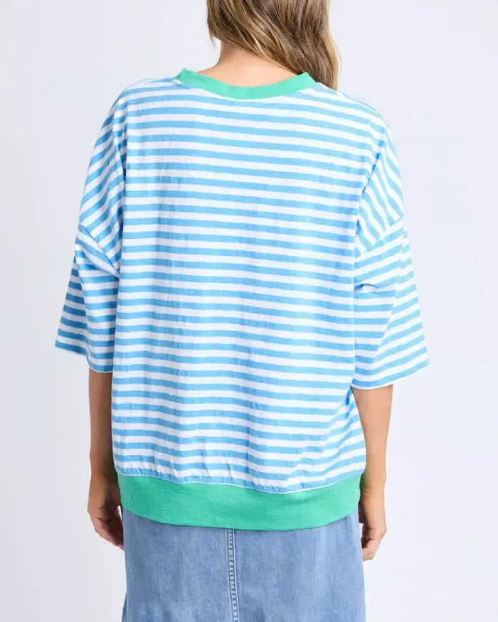 Maize Stripe Ringer Sweat - Blue-Elm Lifestyle-Lima & Co
