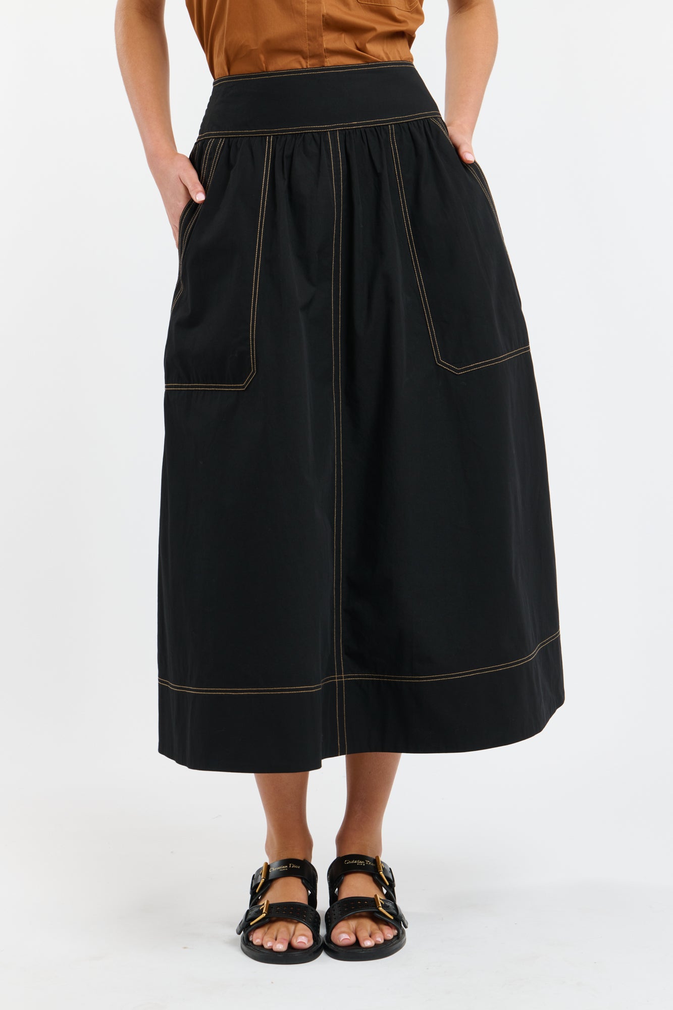 Marion Cotton Skirt - Black/Butterscotch-365 Days-Lima & Co