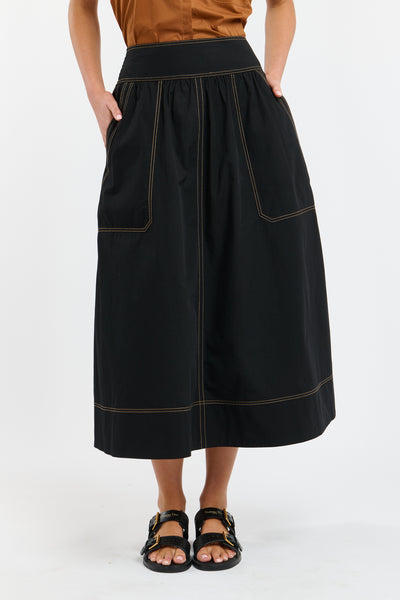 Marion Cotton Skirt - Black/Butterscotch-365 Days-Lima & Co