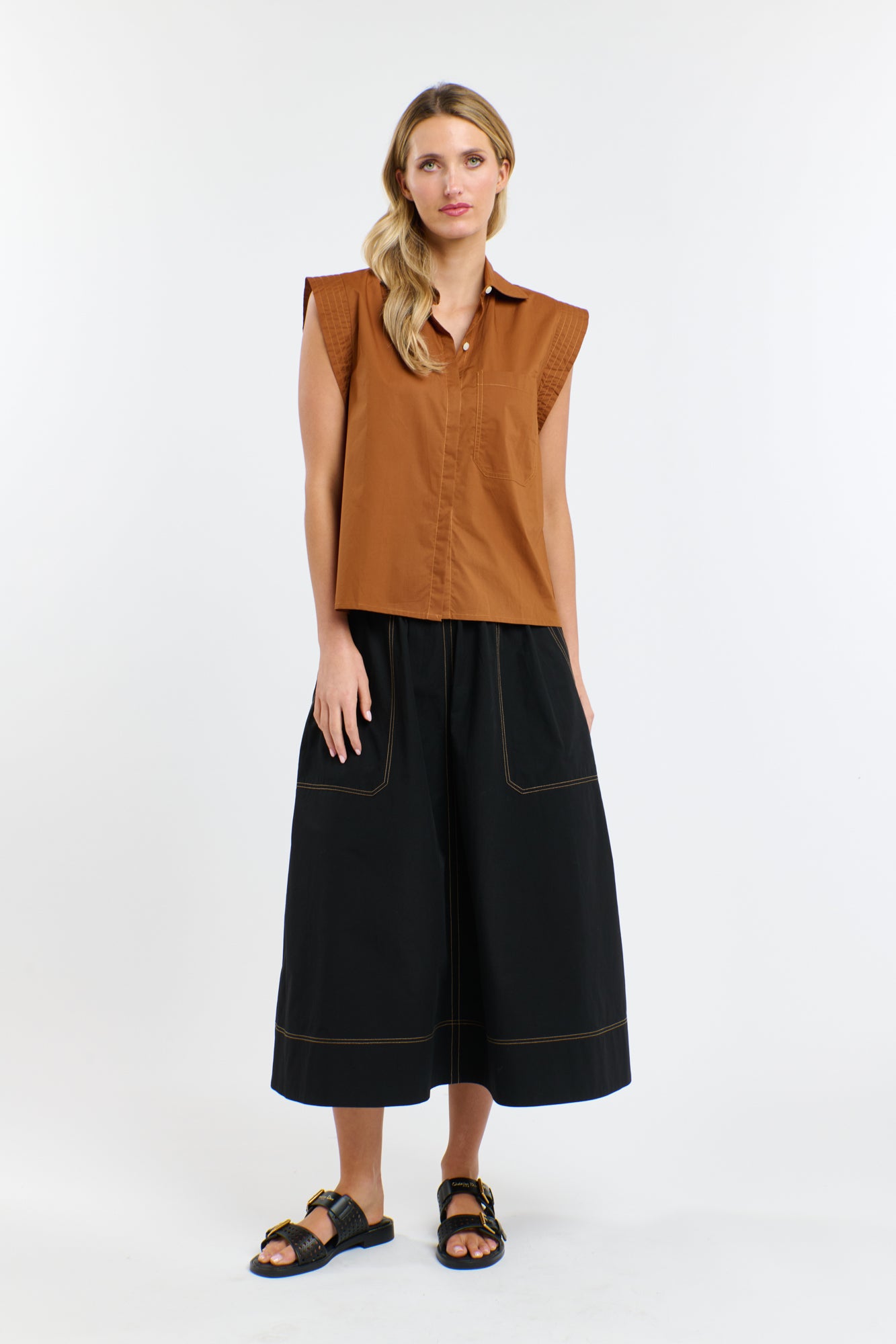 Marion Cotton Skirt - Black/Butterscotch-365 Days-Lima & Co