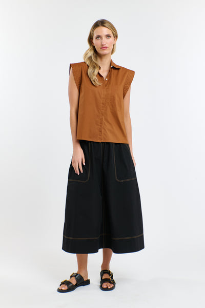 Marion Cotton Skirt - Black/Butterscotch-365 Days-Lima & Co